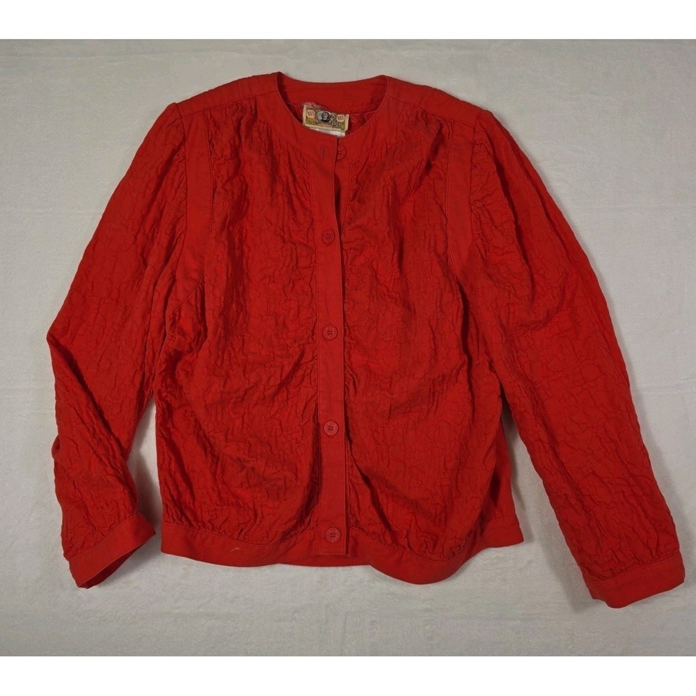 Vintage Gene Ewing BIS Red Quilted Cotton Jacket Top Women S Oversized USA